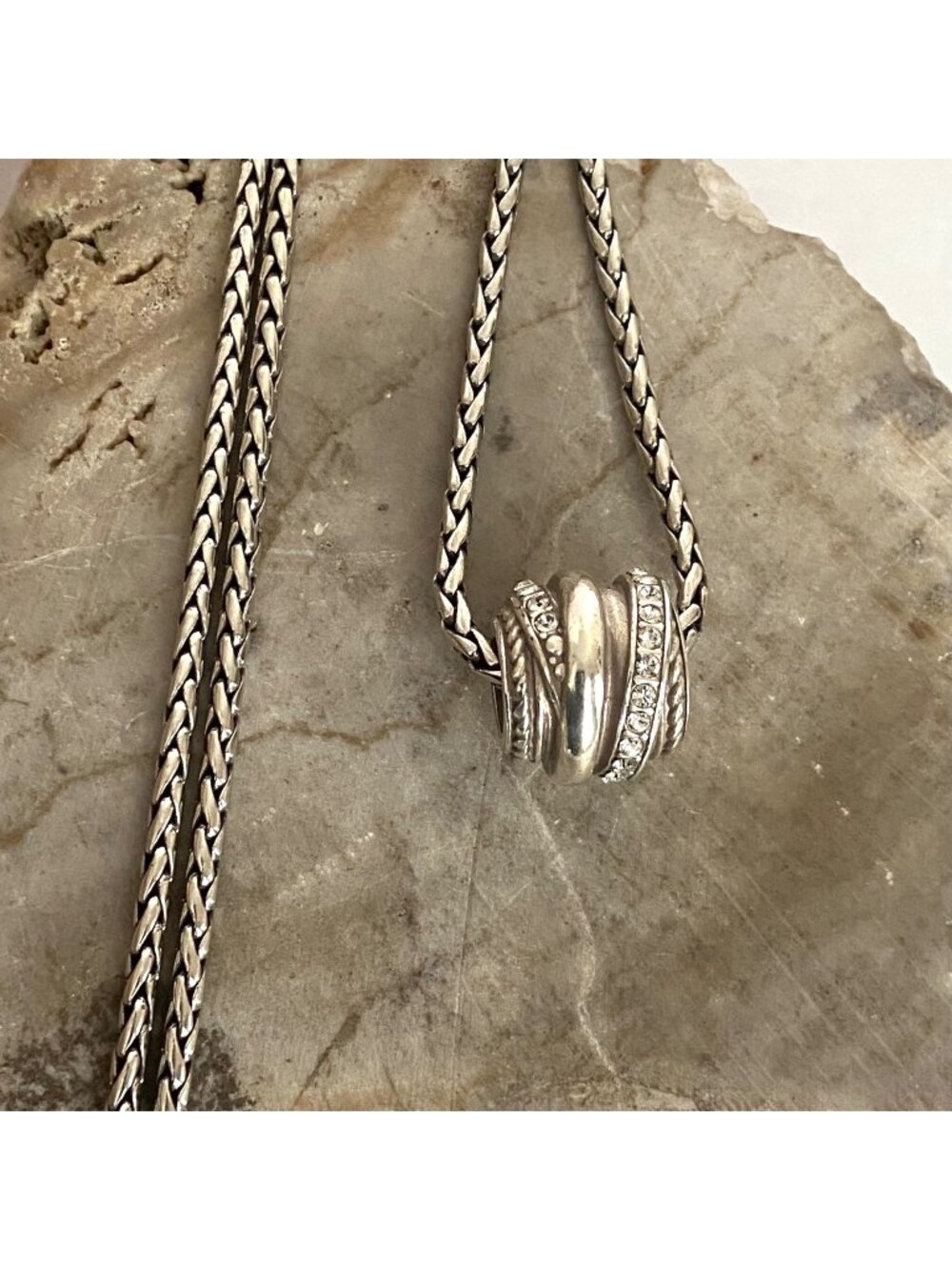 Brighton Silver Plated Neptune's Rings Beaded Add A Charm Wheat Chain Necklace